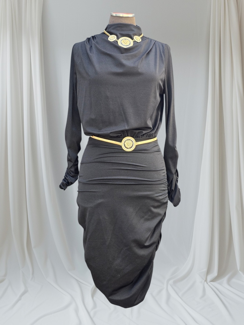 Elegant Black Ruched Dress